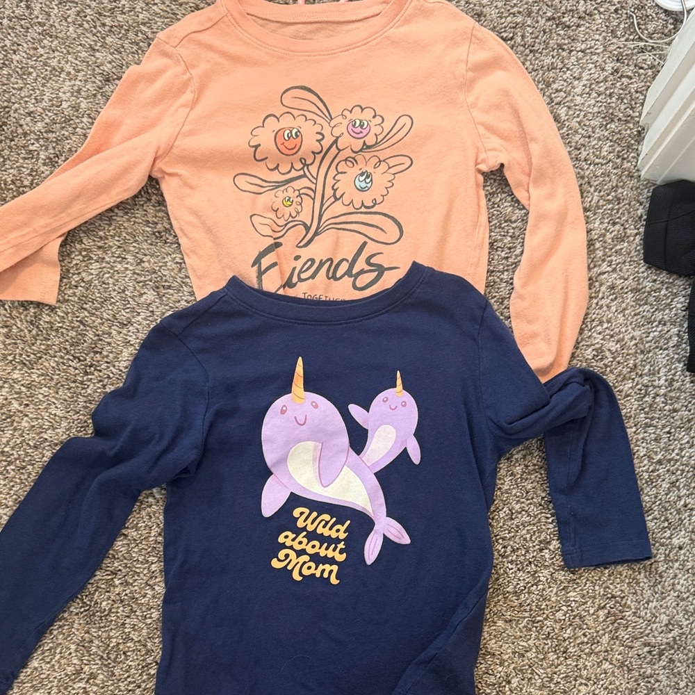 Old Navy Kids Long Sleeve Tees - Peach and Navy